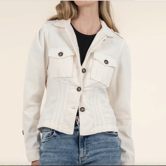 Corduroy White/Ivory Jacket Puff-Sleeve Kut from the Kloth NWT - Picture 1 of 4